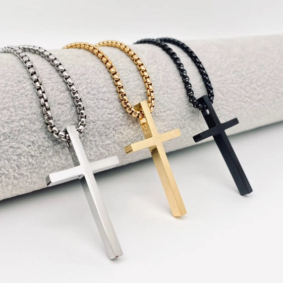 Glossy Cross Stainless Steel Pendant Necklace