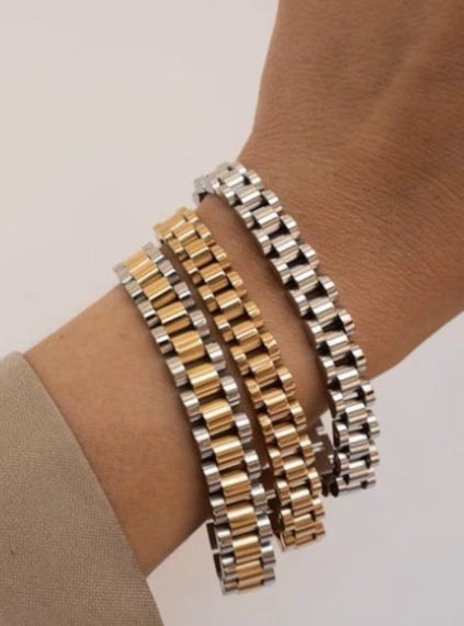 Watch Band Link Bracelet, Bangle.  Steel Rol-X