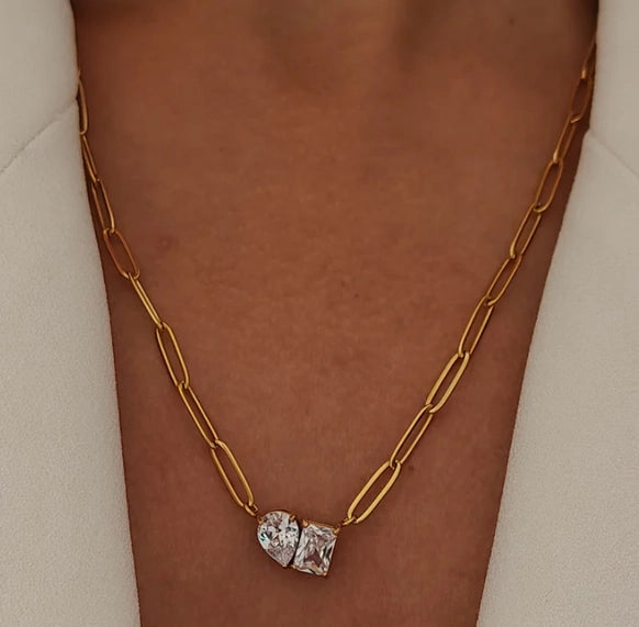 Moi Et Toi Necklace Pendant. Stainless Steel Paperclip