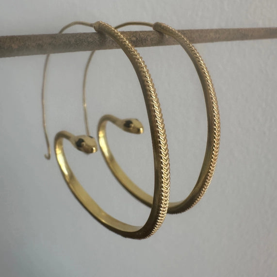 Snake Hoops | Pink Zircon Eyes Earrings