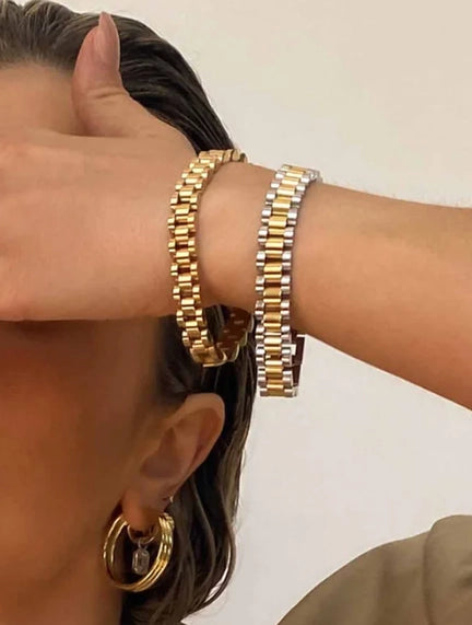 Watch Band Link Bracelet, Bangle.  Steel Rol-X